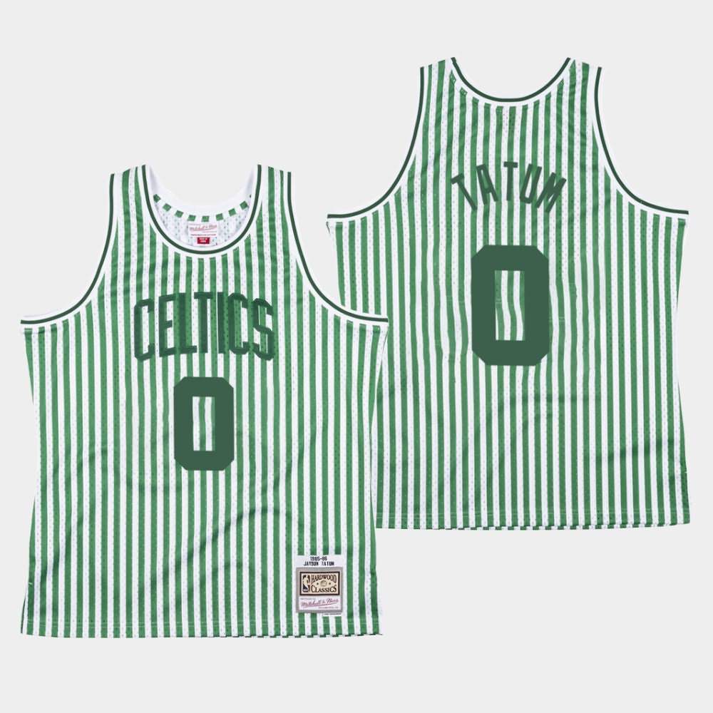 Men's Boston Celtics #0 Jayson Tatum Green Striped Jersey FCC30E0F