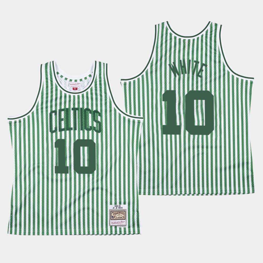 Men's Boston Celtics #10 Jo Jo White Green Striped Jersey IMD81E7B