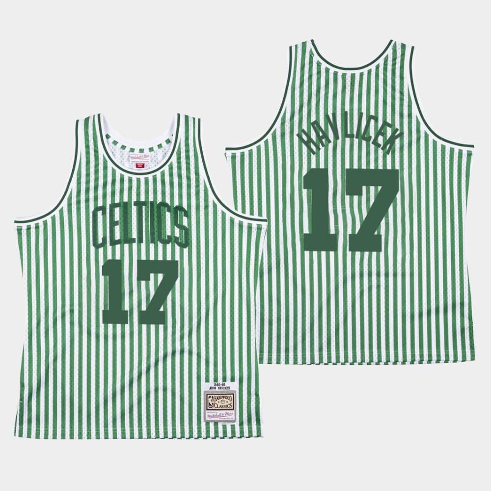 Men's Boston Celtics #17 John Havlicek Green Striped Jersey RXX10E0I