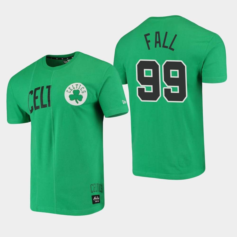 Men's Boston Celtics #99 Tacko Fall Green Cut Sew Applique Brushed Wordmark Logo T-Shirt HYR82E3Q