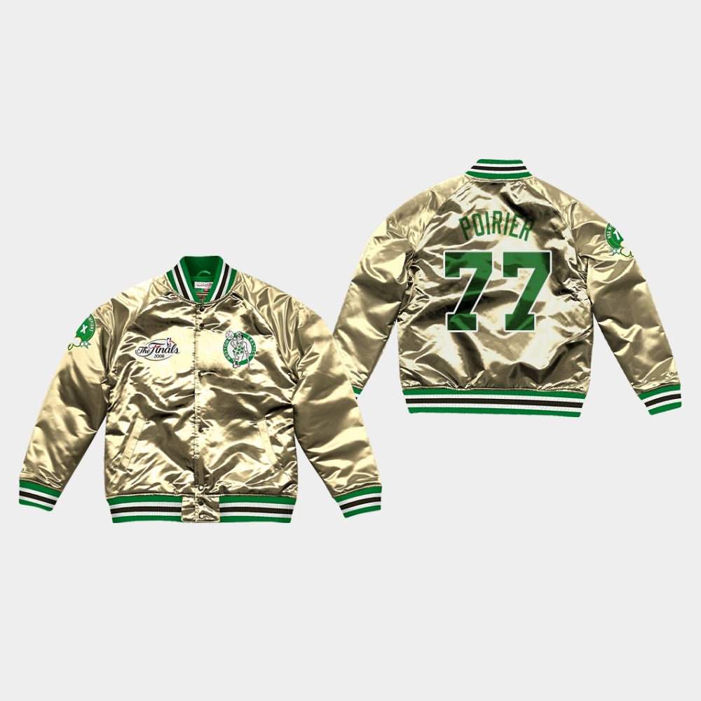 Men's Boston Celtics #77 Vincent Poirier Gold Satin Championship Game Jacket GKU25E5Q