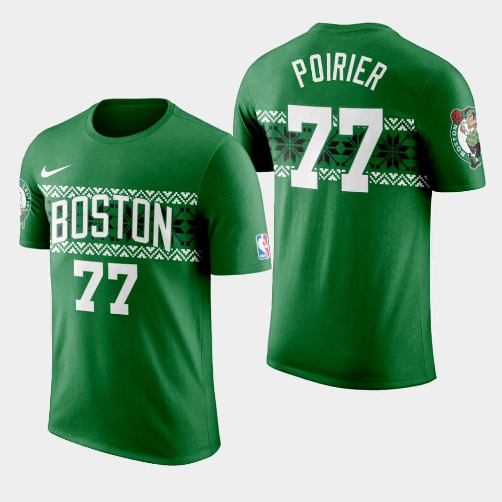 Men's Boston Celtics #77 Vincent Poirier Kelly Green Ugly Christmas T-Shirt IVF25E8P