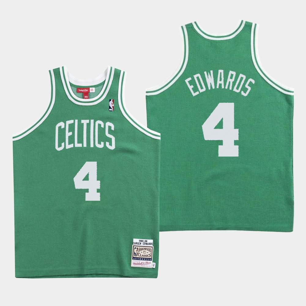 Men's Boston Celtics #4 Carsen Edwards Green Knit Clot X Mitchell & Ness Jersey DYX07E2V