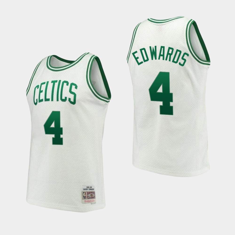 Men's Boston Celtics #4 Carsen Edwards White 1985-86 Throwback Hardwood Classics Jersey YSC60E2X