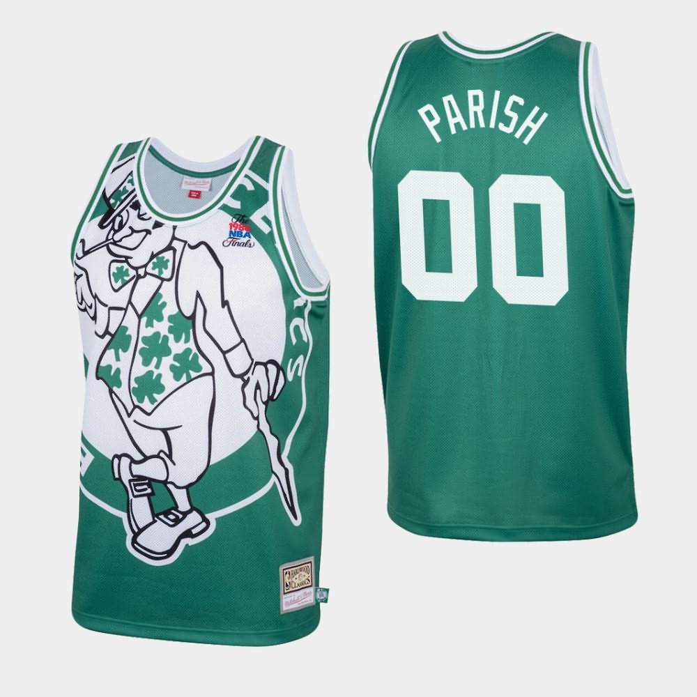 Men's Boston Celtics #00 Robert Parish Green Big Face Jersey FNR43E2W