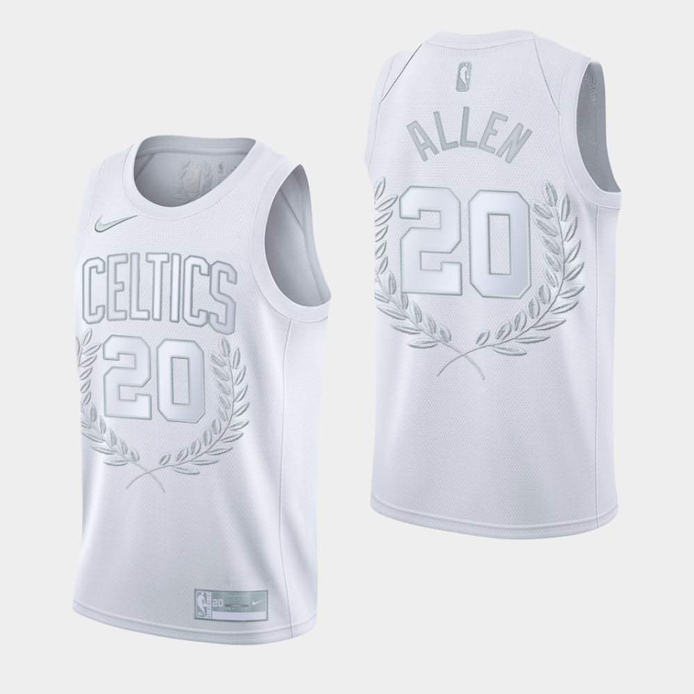 Men's Boston Celtics #20 Ray Allen White Hall of Fame Glory Limited Fashion Awards Collection Jersey LSH87E7H