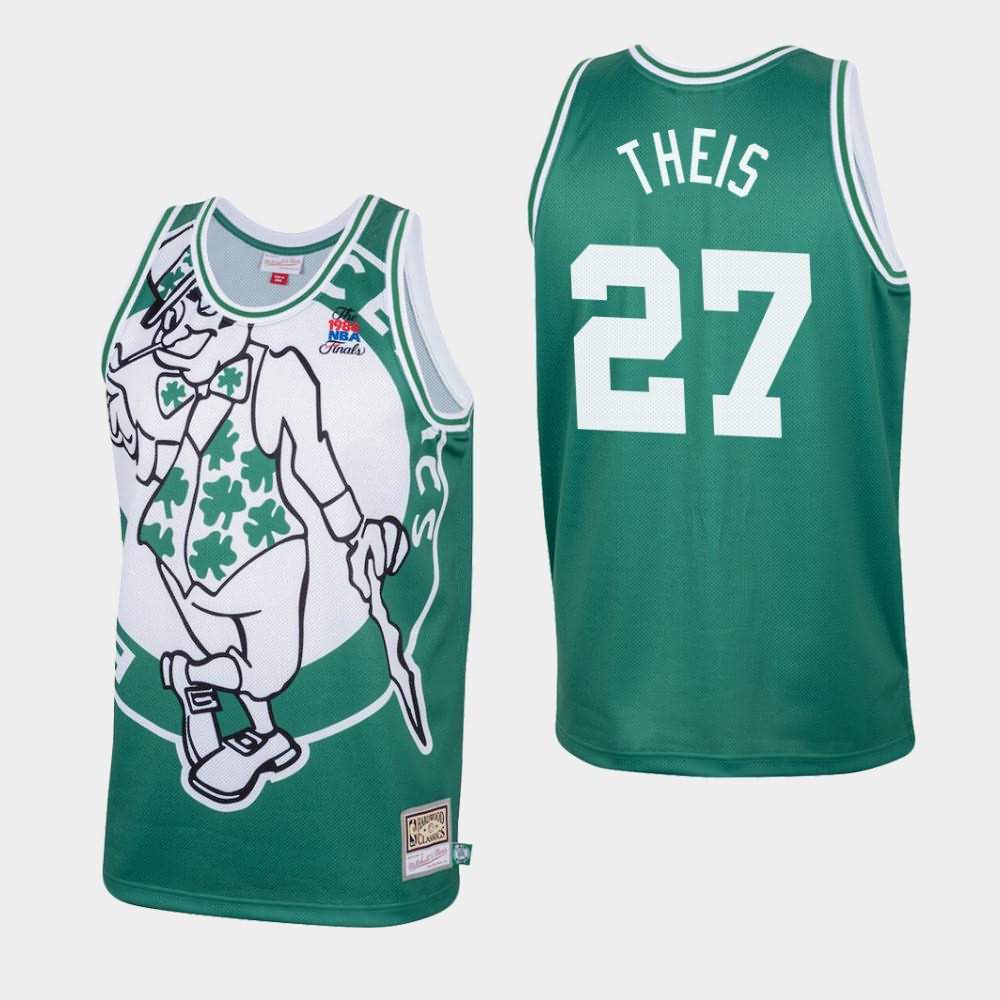 Men's Boston Celtics #27 Daniel Theis Green Big Face Jersey UAS11E0C