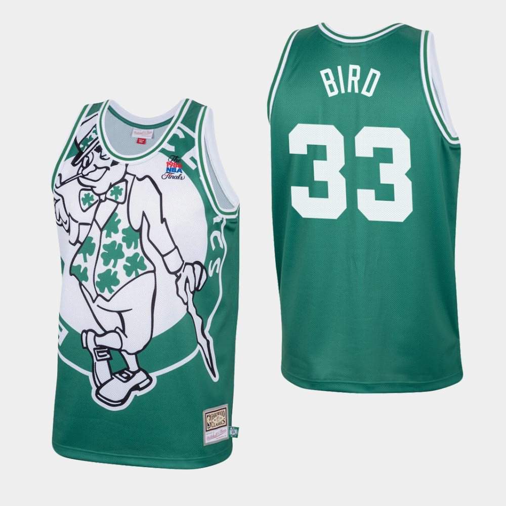 Men's Boston Celtics #33 Larry Bird Green Big Face Jersey CGB31E0V