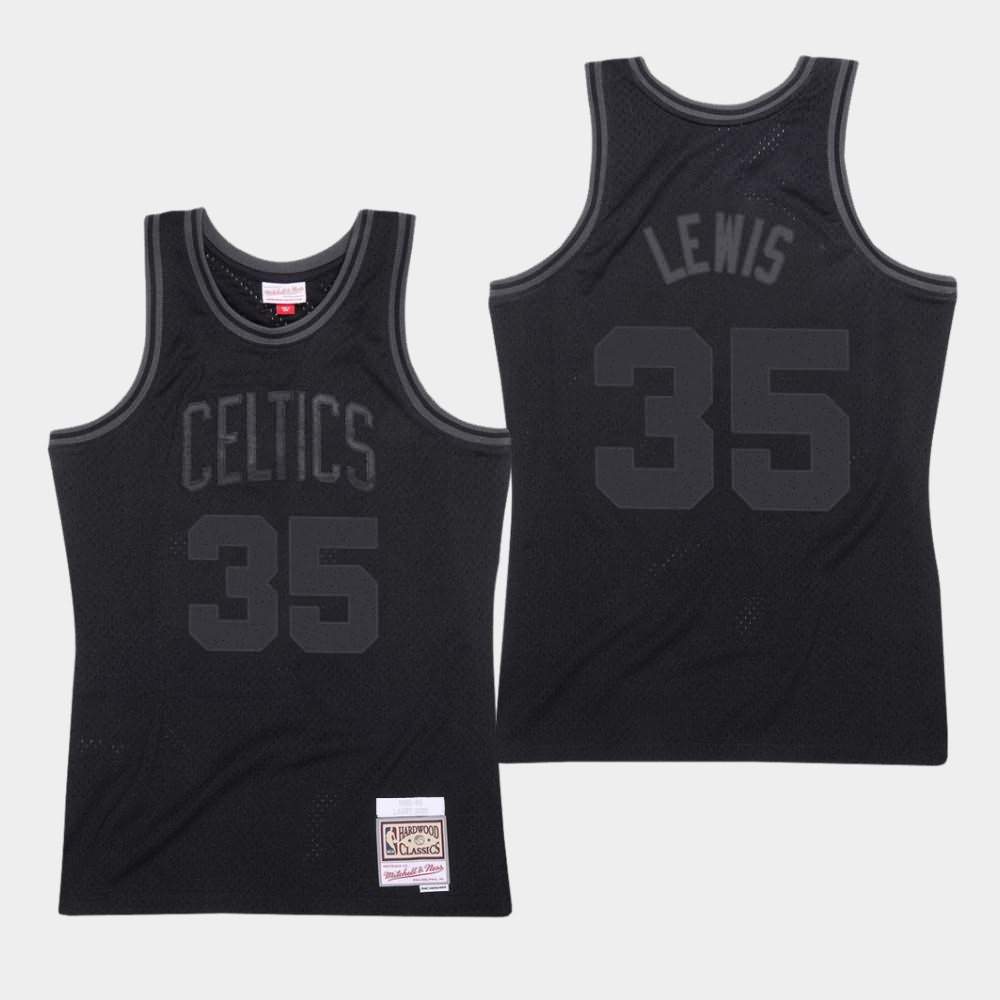 Men's Boston Celtics #35 Reggie Lewis Black Hardwood Classics Tonal Jersey LNQ63E5K