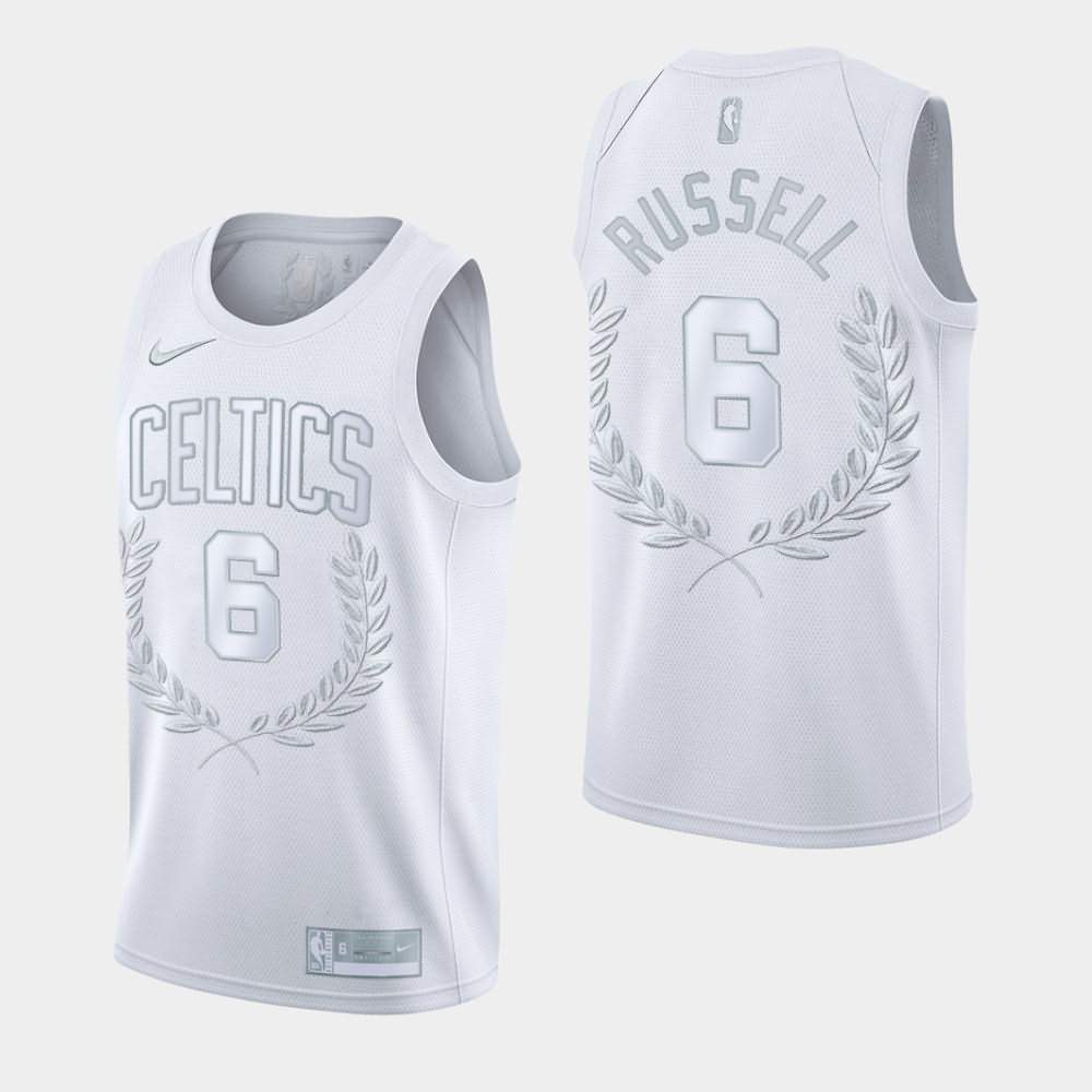 Men's Boston Celtics #6 Bill Russell White Limited Fashion Hall of Fame Glory Jersey PNB37E2X