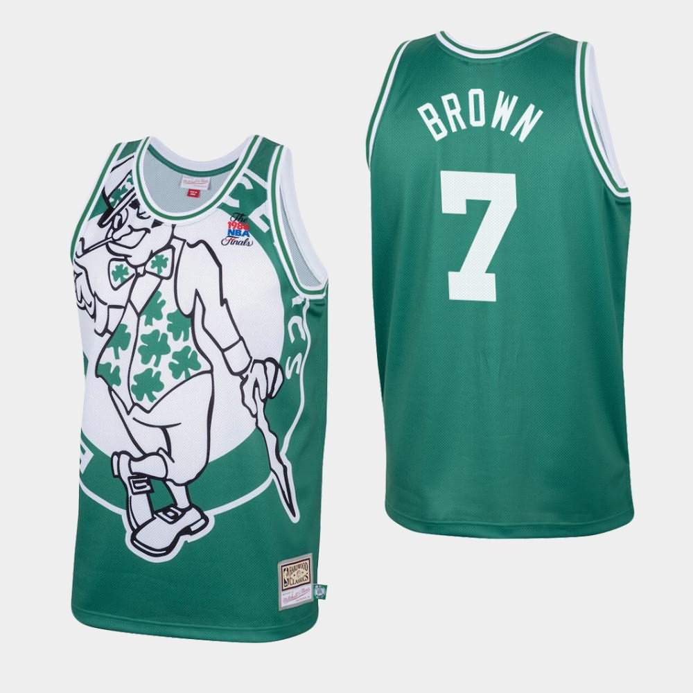 Men's Boston Celtics #7 Jaylen Brown Green Big Face Jersey IXR00E5N