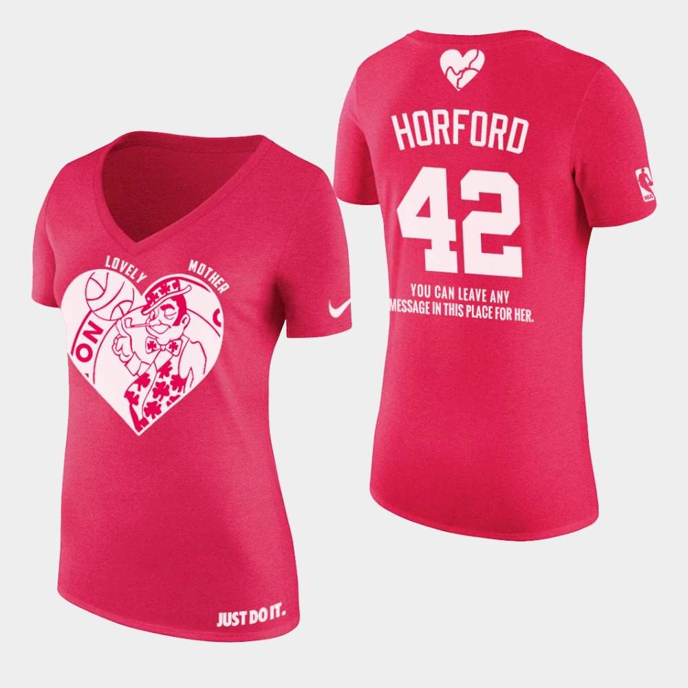 Women's Boston Celtics #42 Al Horford Pink V-Neck 2019 Mother's Day T-Shirt RCG83E8M