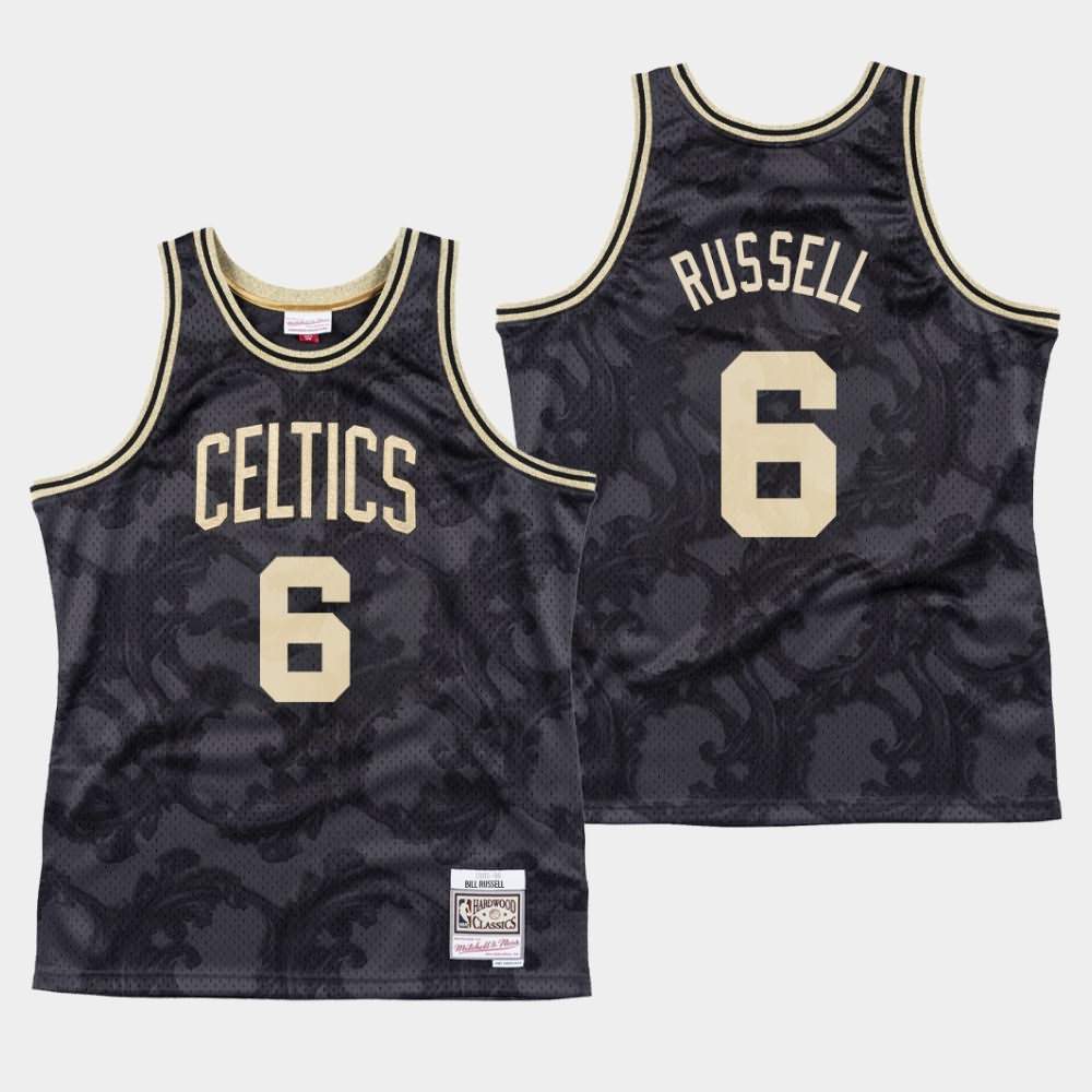 Men's Boston Celtics #6 Bill Russell Black Mitchell & Ness Classic Toile Jersey CJA07E7V