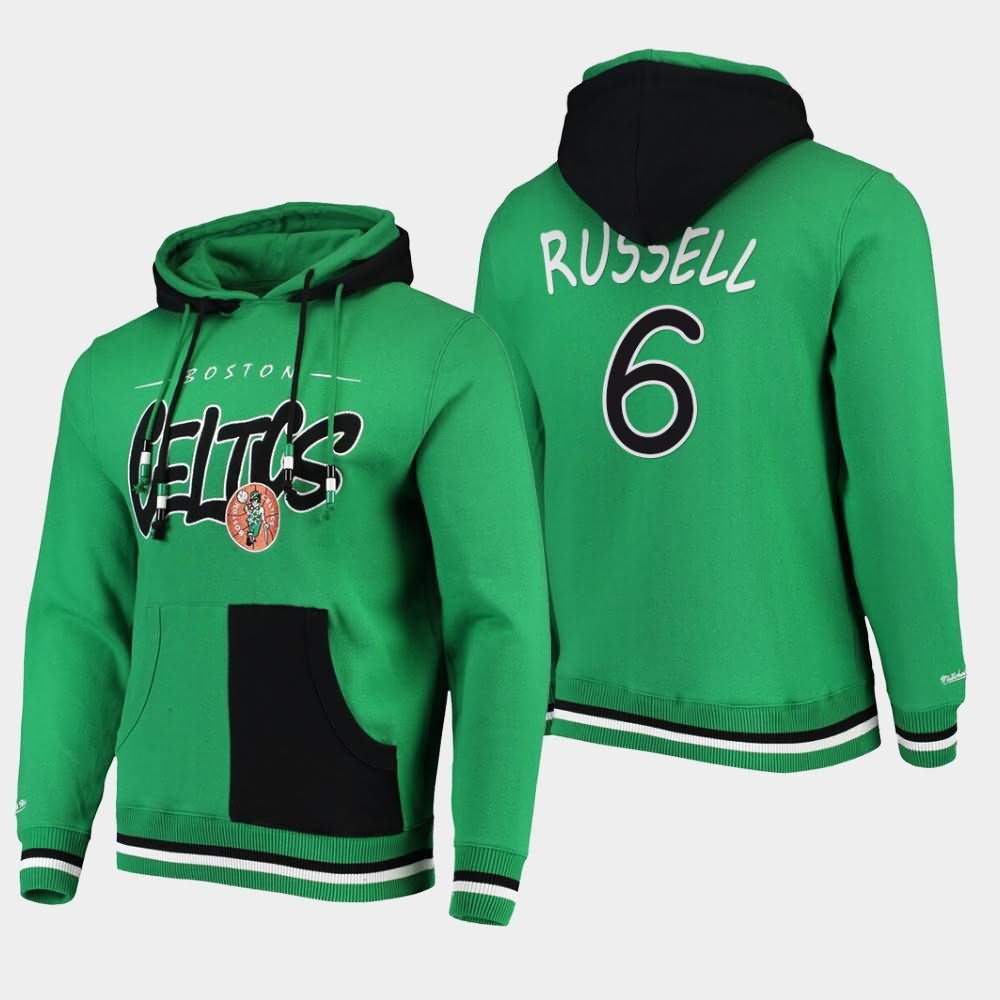 Men's Boston Celtics #6 Bill Russell Green Mitchell & Ness Pullover Double Hoodie BTD71E1Q