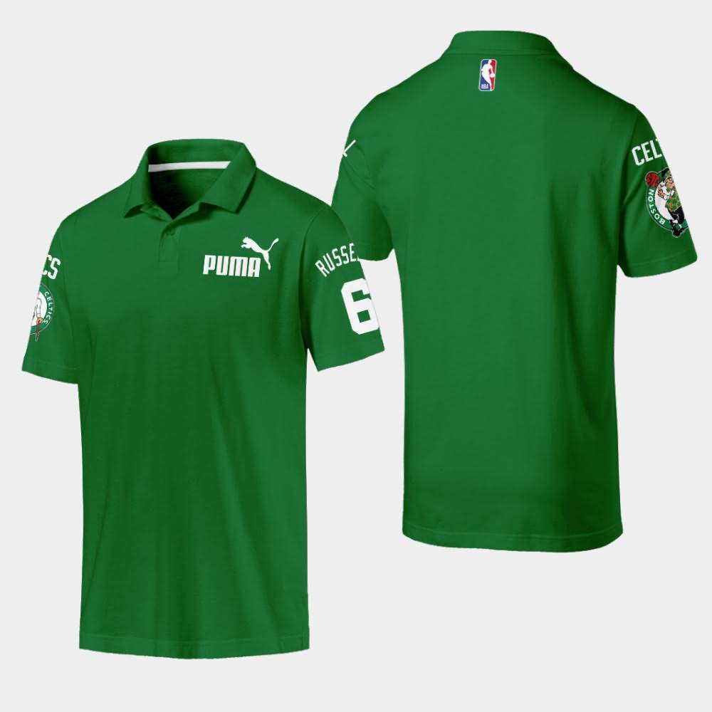 Men's Boston Celtics #6 Bill Russell Green Essentials Polo VXL31E5J
