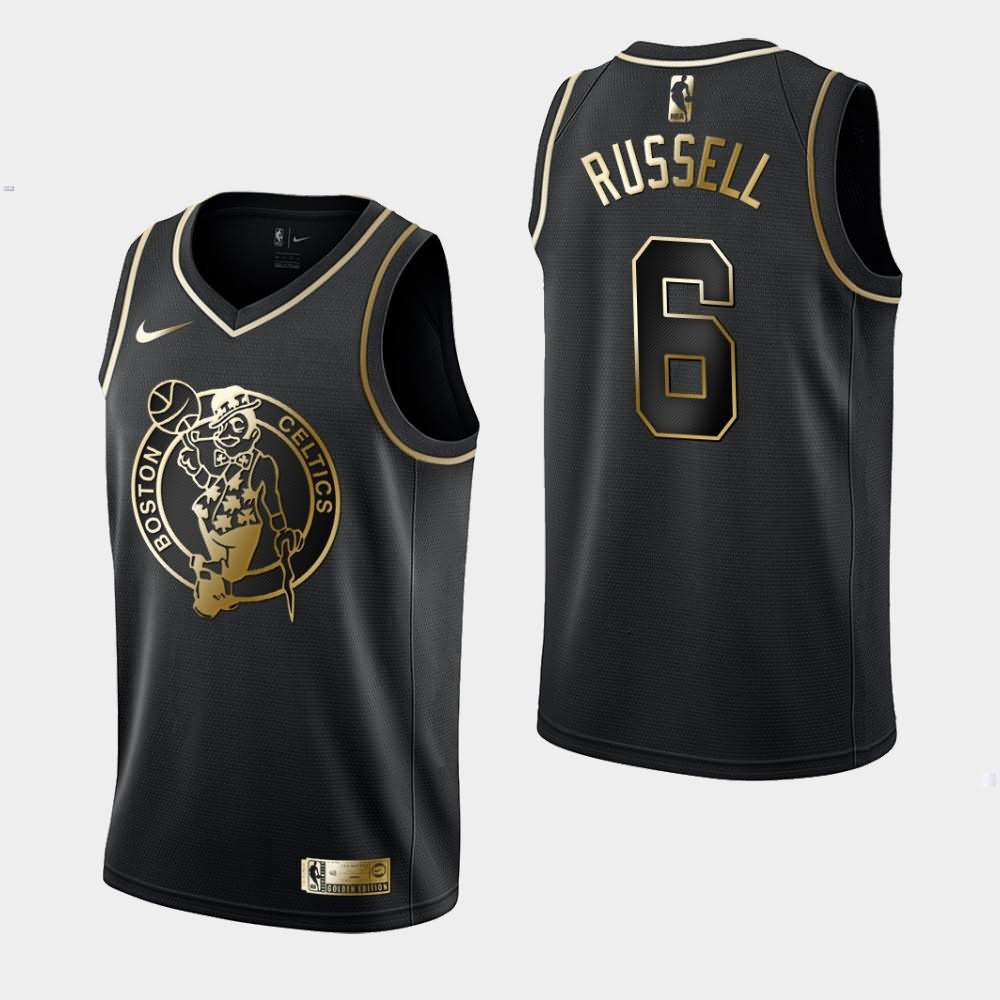 Men's Boston Celtics #6 Bill Russell Black Golden Edition Jersey SCT43E6N