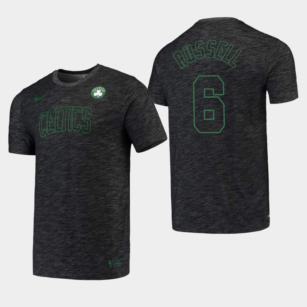 Men's Boston Celtics #6 Bill Russell Heathered Black Essential Facility Performance T-Shirt OCZ37E5X