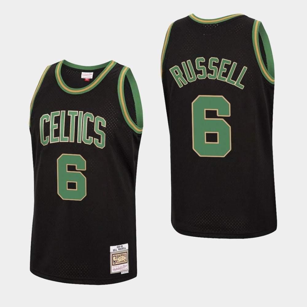 Men's Boston Celtics #6 Bill Russell Black Hardwood Classics Reload Jersey FCZ12E6G