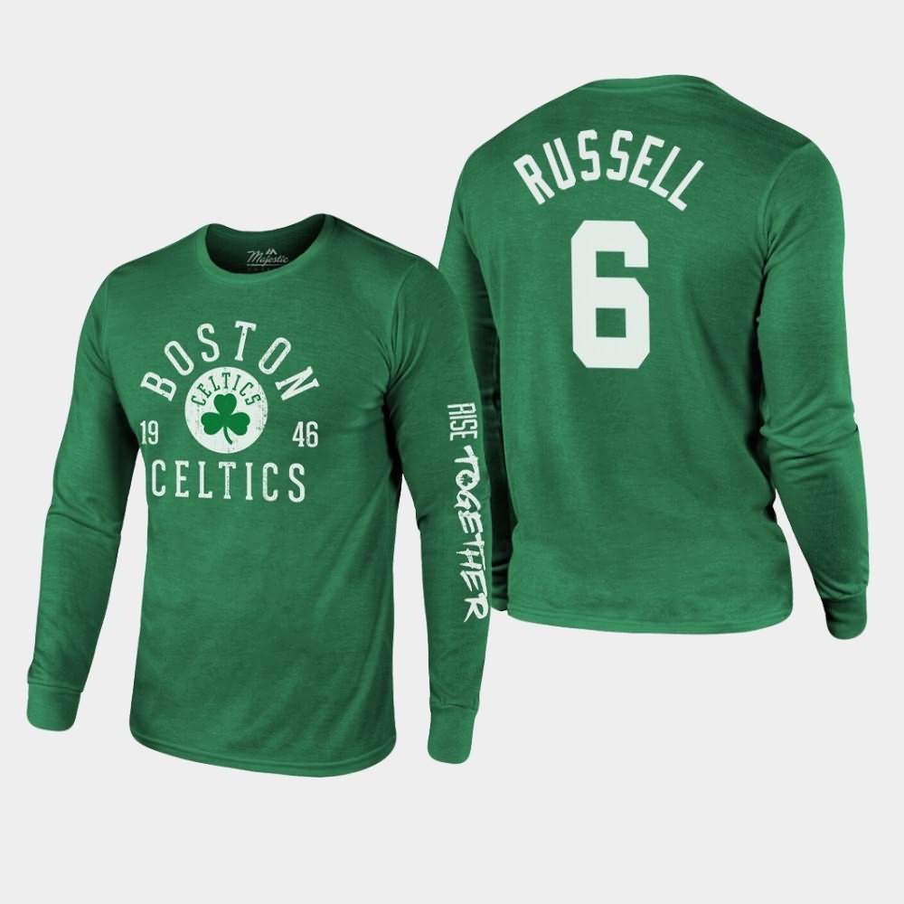 Men's Boston Celtics #6 Bill Russell Kelly Green Tri-Blend Long Sleeve Rise Together T-Shirt DTP75E1N