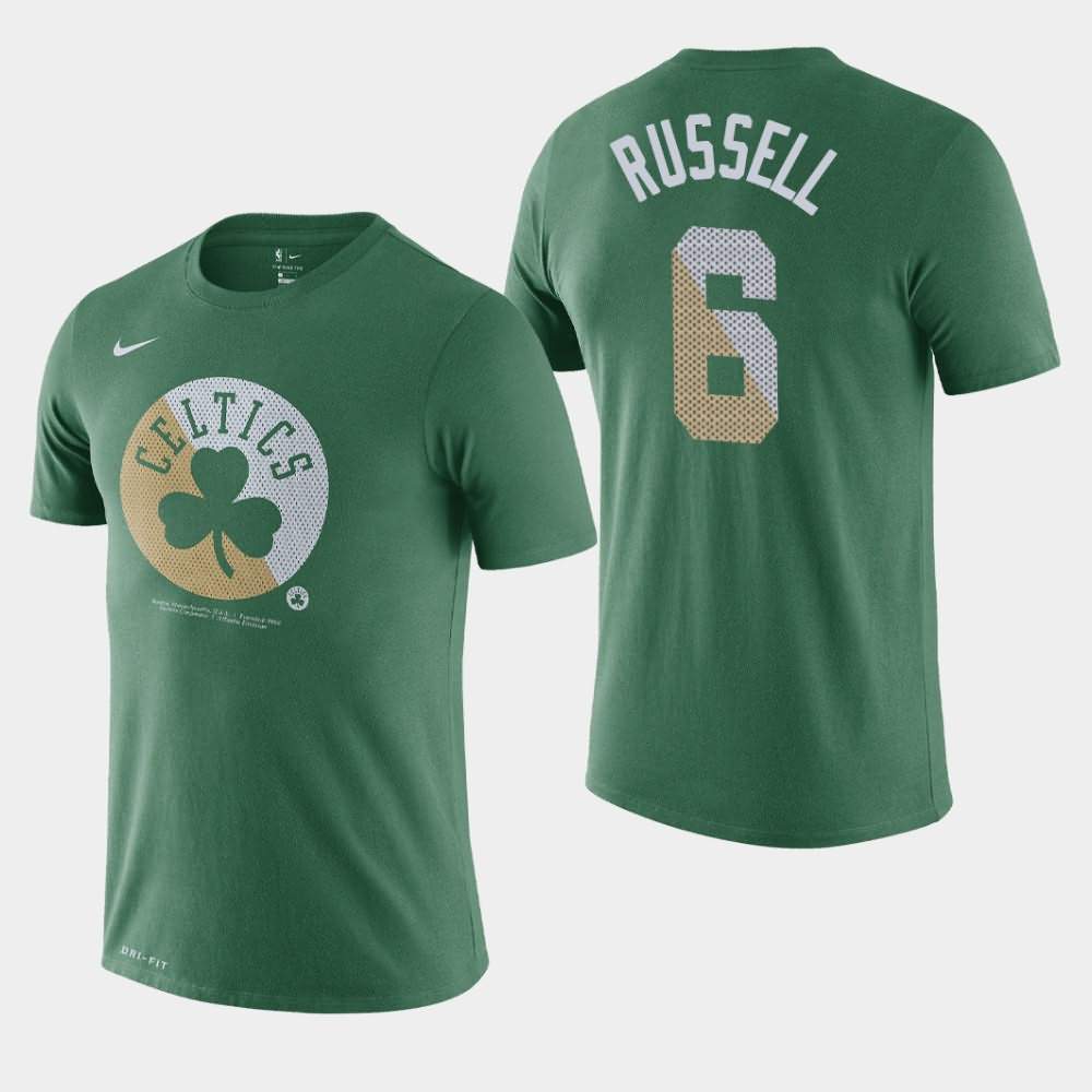 Men's Boston Celtics #6 Bill Russell Green Essential Dry Team Logo T-Shirt JGS46E8C