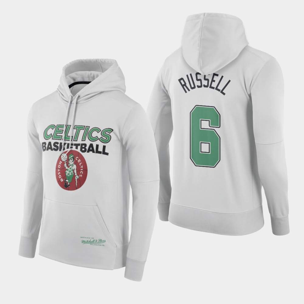 Men's Boston Celtics #6 Bill Russell White Throwback Logo Hoodie BAD85E7Y