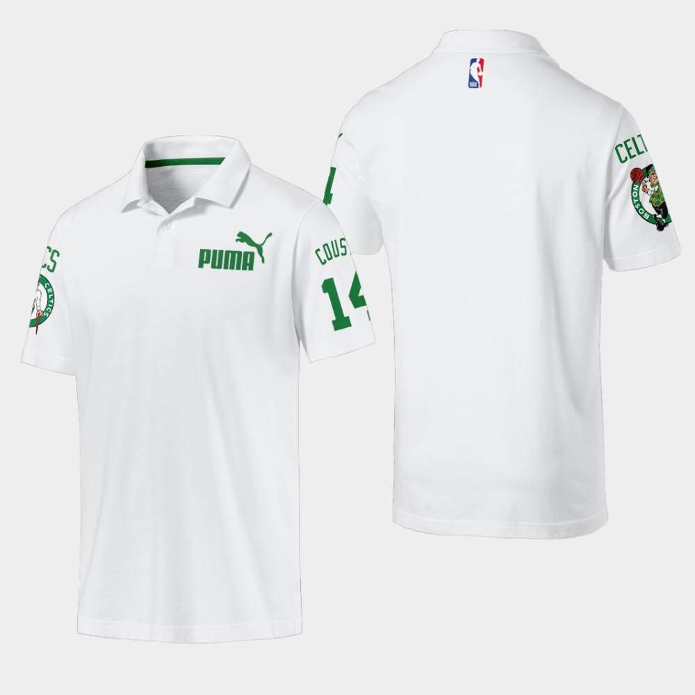 Men's Boston Celtics #14 Bob Cousy White Essentials Polo DOY84E7D
