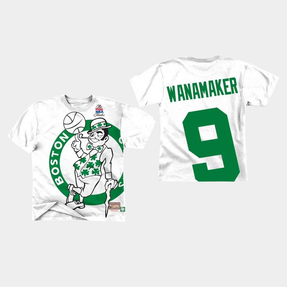 Men's Boston Celtics #9 Brad Wanamaker White Mitchell & Ness Big Face T-Shirt FBJ15E8I