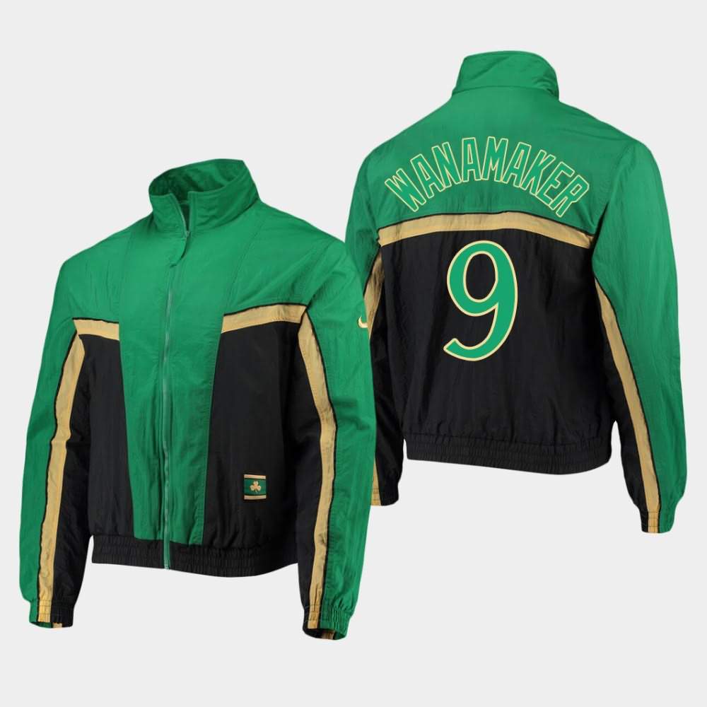 Men's Boston Celtics #9 Brad Wanamaker Black Kelly Green 2.0 Courtside Full-Zip City Jacket SGG64E1T
