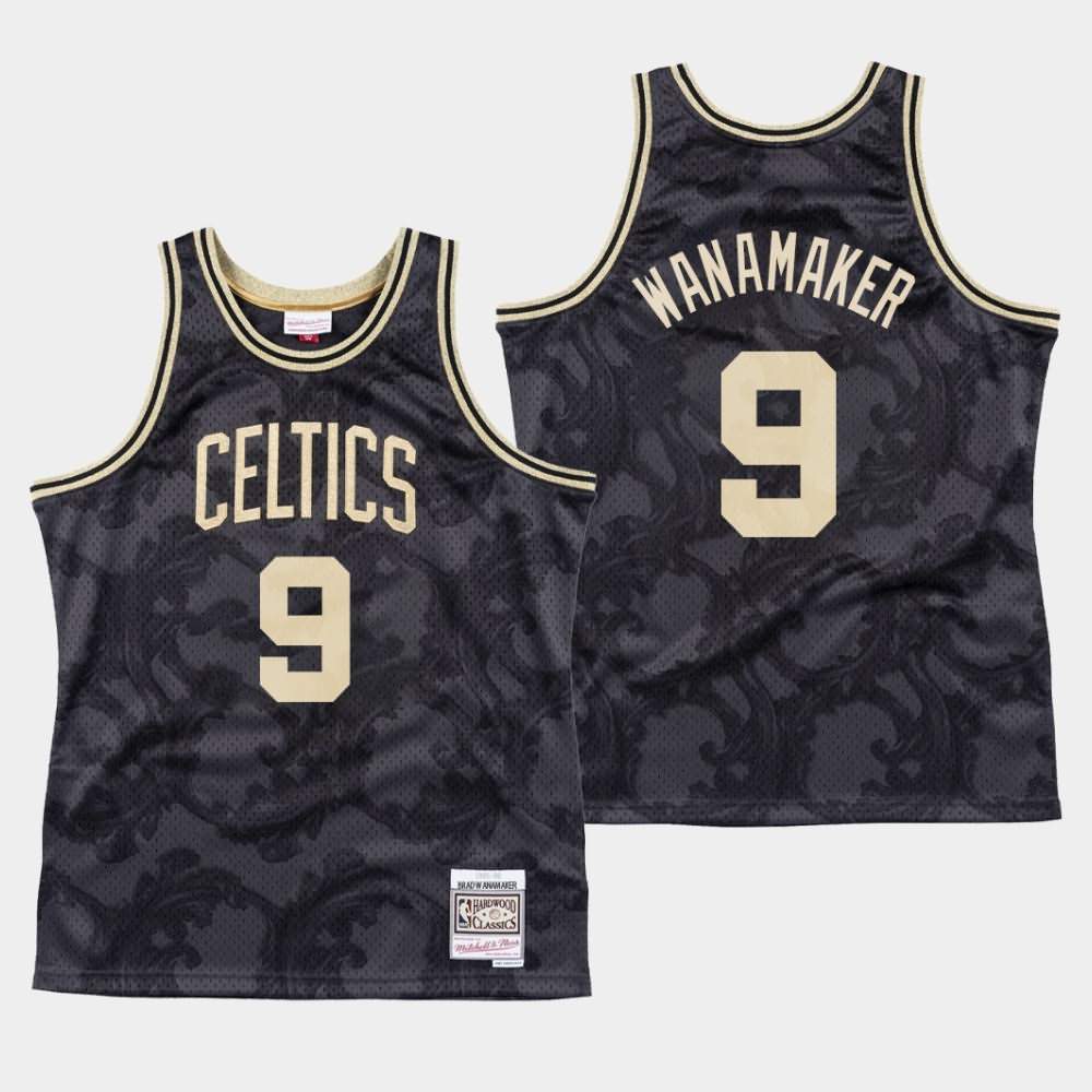 Men's Boston Celtics #9 Brad Wanamaker Black Mitchell & Ness Classic Gold Toile Jersey GVY68E2L