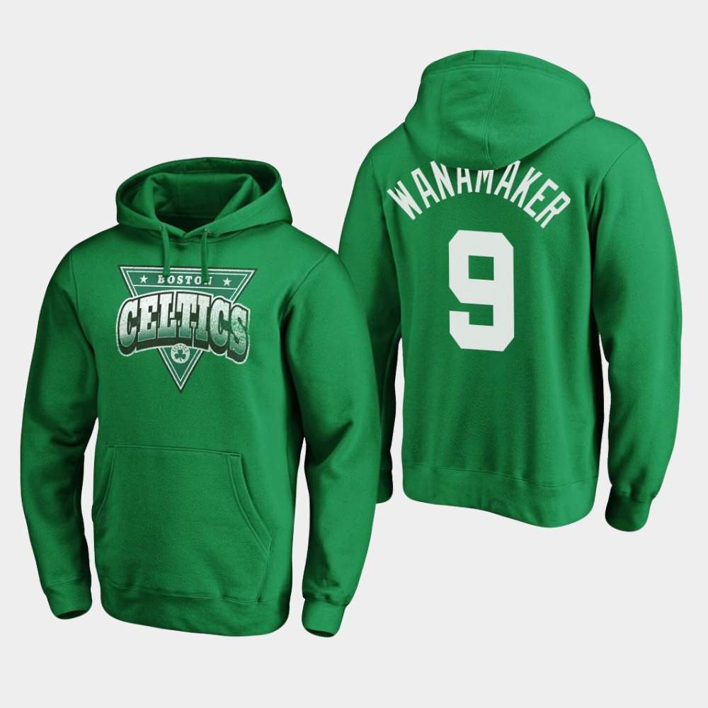 Men's Boston Celtics #9 Brad Wanamaker Green Retro Triangle Graphic True Classics Hoodie SIH71E0W