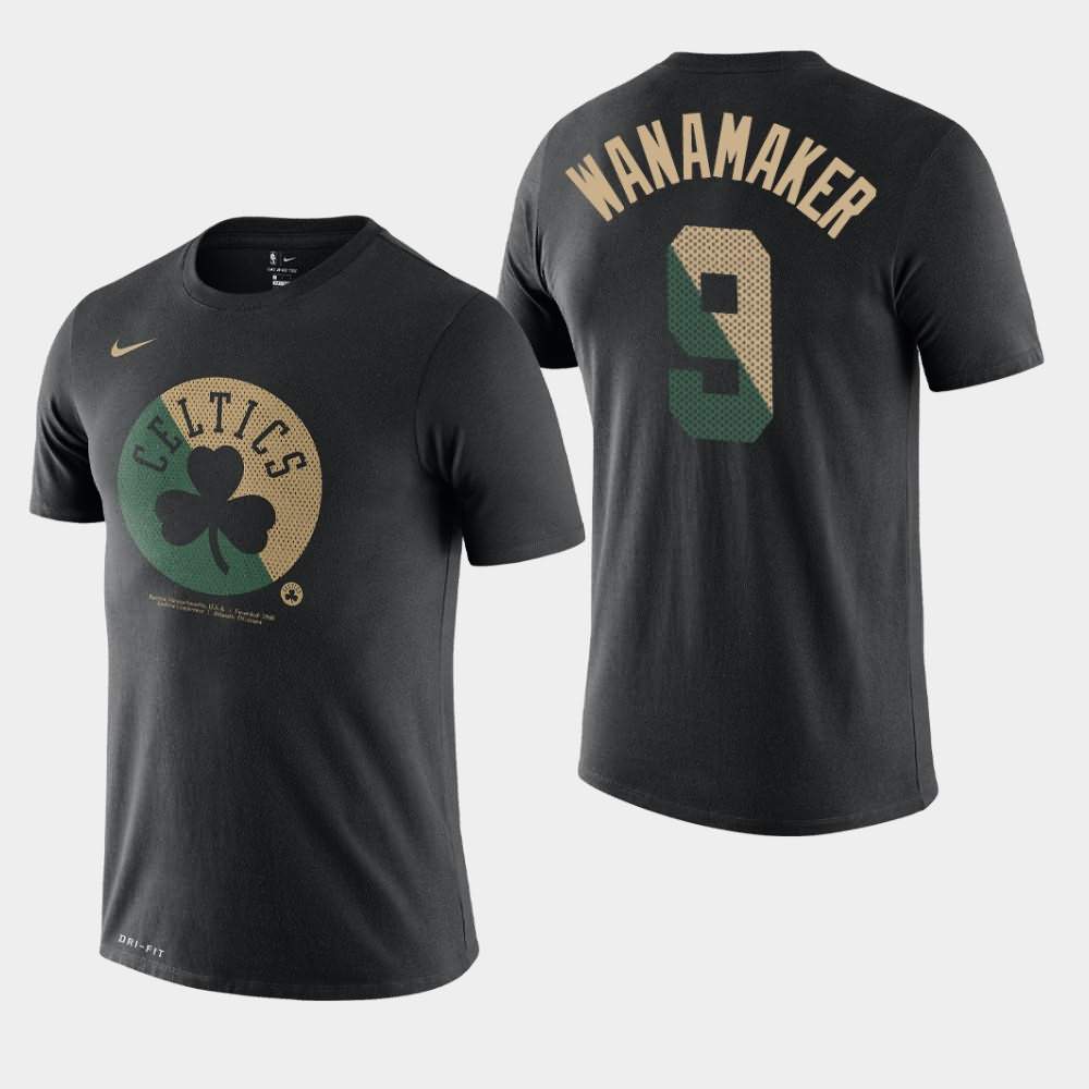 Men's Boston Celtics #9 Brad Wanamaker Black Essential Dry Team Logo T-Shirt AIG82E2H