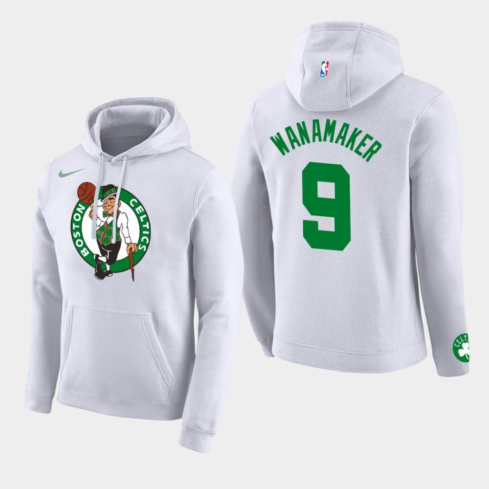 Men's Boston Celtics #9 Bradley Wanamaker White Team Logo Pullover Club Hoodie PBV72E8H