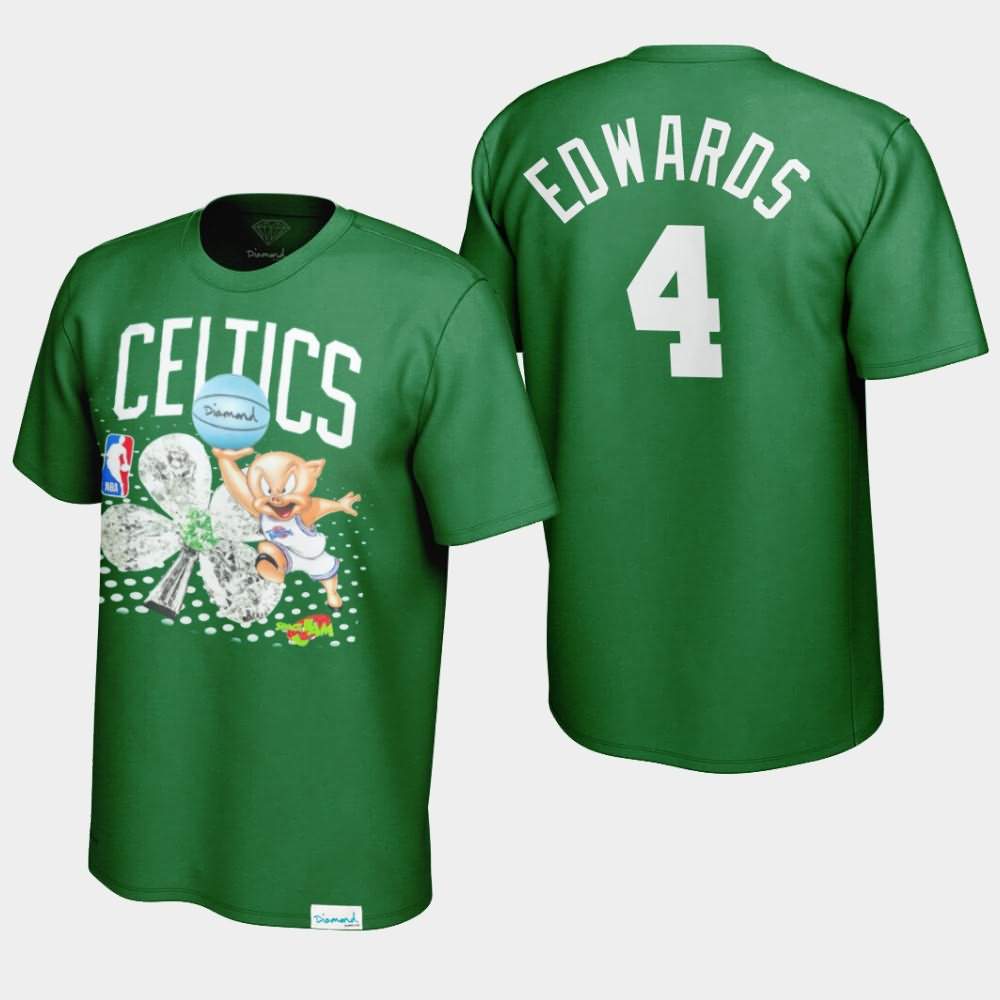 Men's Boston Celtics #4 Carsen Edwards Green Diamond Supply Co. x Space Jam x NBA Looney Tunes T-Shirt PQC57E6O