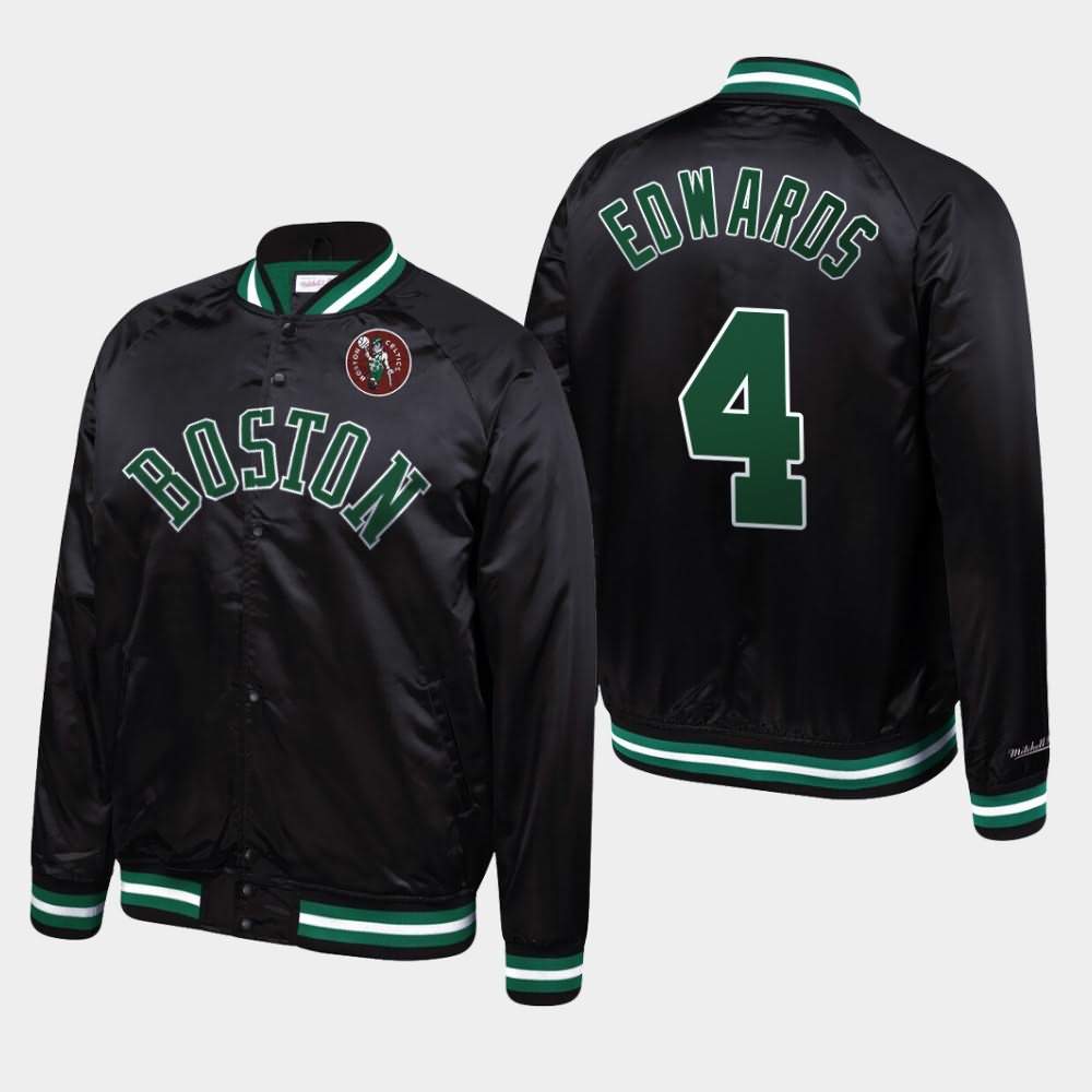 Men's Boston Celtics #4 Carsen Edwards Black Mitchell & Ness Satin Raglan Full-Snap Hardwood Classics Jacket SAI66E3I