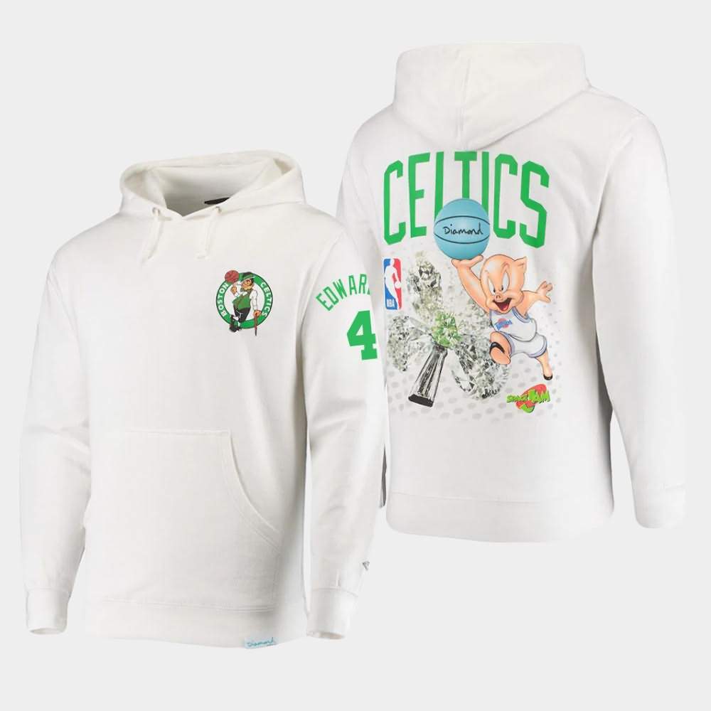 Men's Boston Celtics #4 Carsen Edwards White Diamond Supply Co. x Space Jam x NBA Looney Tunes Hoodie VZH36E3I