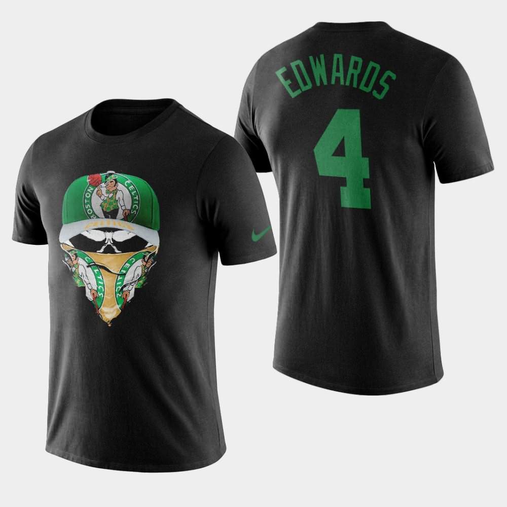 Men's Boston Celtics #4 Carsen Edwards Black Conquer Covid-19 Skull Mask T-Shirt SYP42E0V