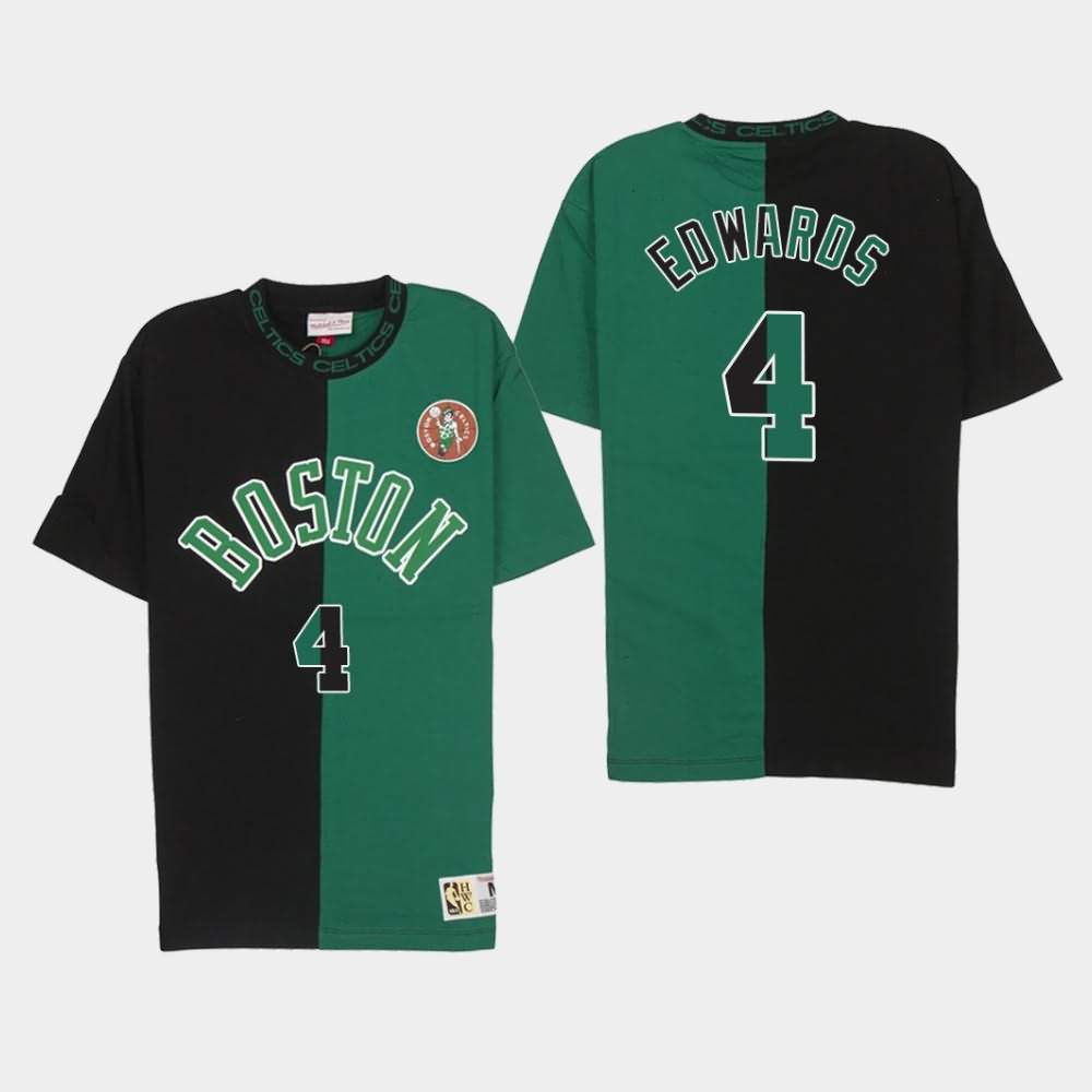 Men's Boston Celtics #4 Carsen Edwards Black Green Split Color T-Shirt ZSJ31E1A