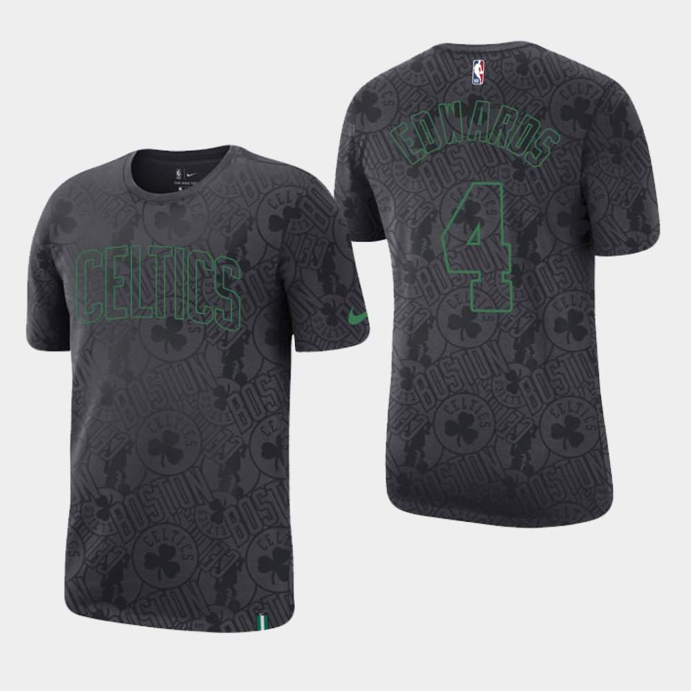 Men's Boston Celtics #4 Carsen Edwards Anthracite All Over Print Team Logo T-Shirt ICC60E4A