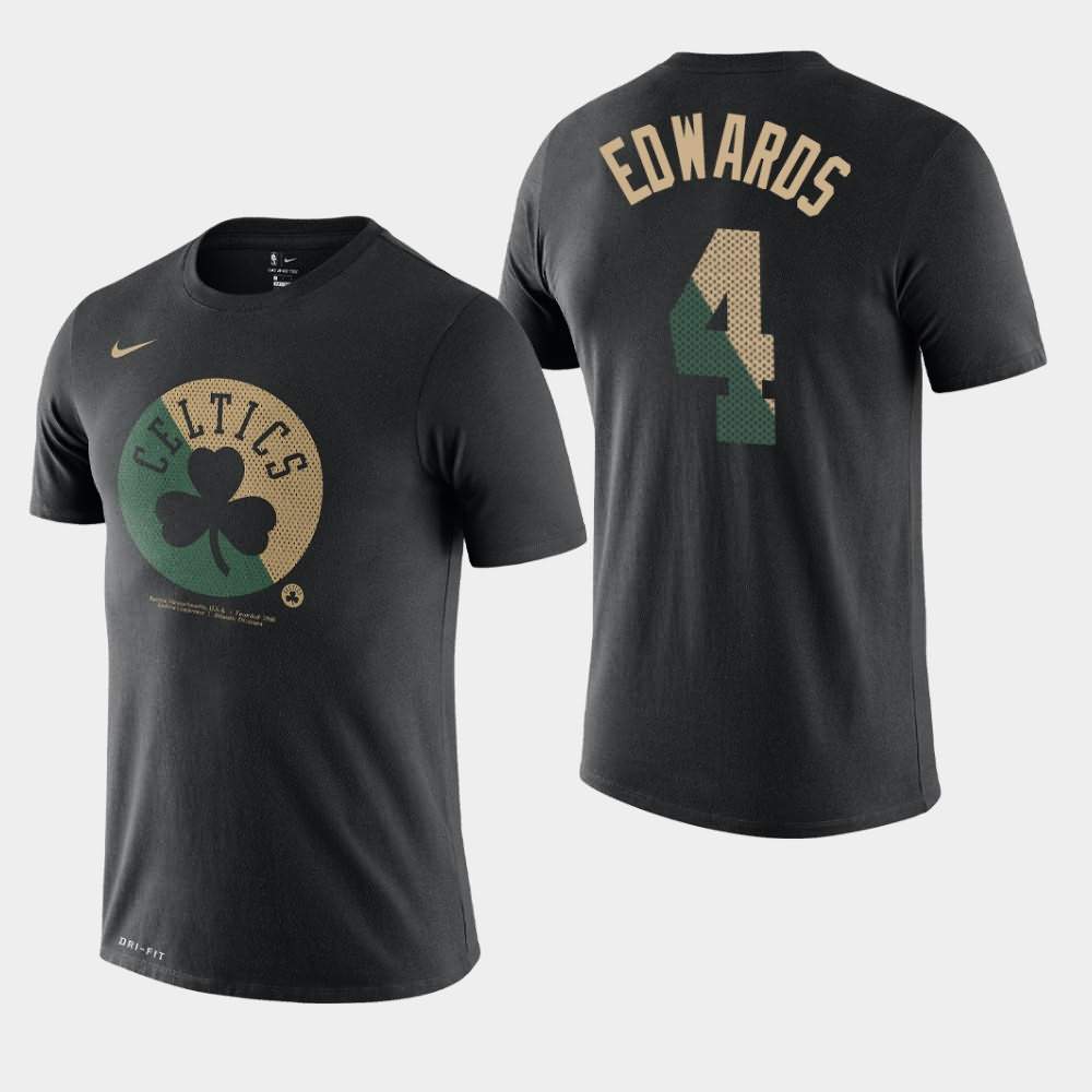 Men's Boston Celtics #4 Carsen Edwards Black Essential Dry Team Logo T-Shirt VKP32E1Z