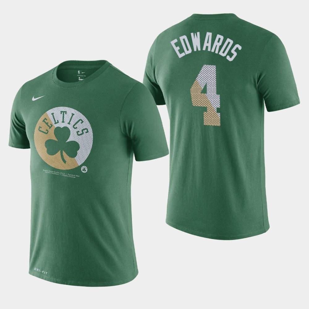 Men's Boston Celtics #4 Carsen Edwards Green Essential Dry Team Logo T-Shirt OSV06E6P