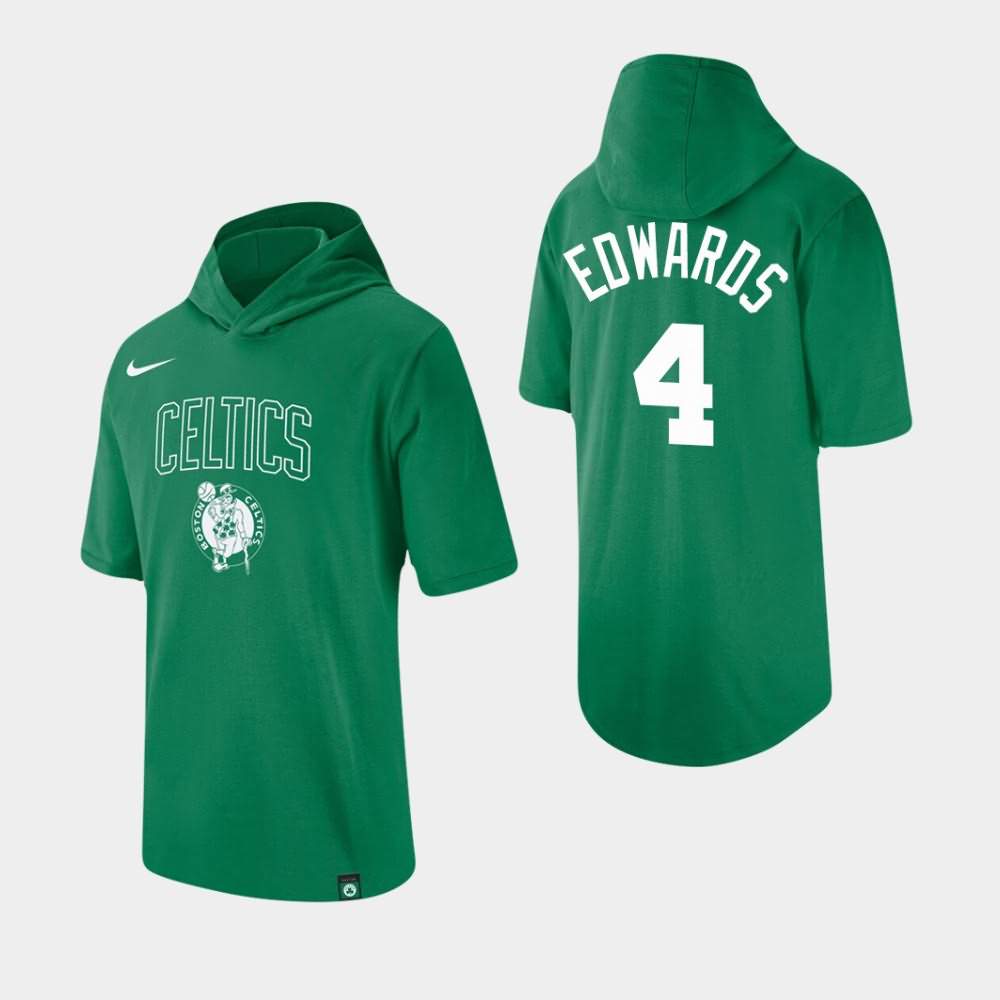 Men's Boston Celtics #4 Carsen Edwards Kelly Green Hooded Wordmark Logo T-Shirt HGH84E2T