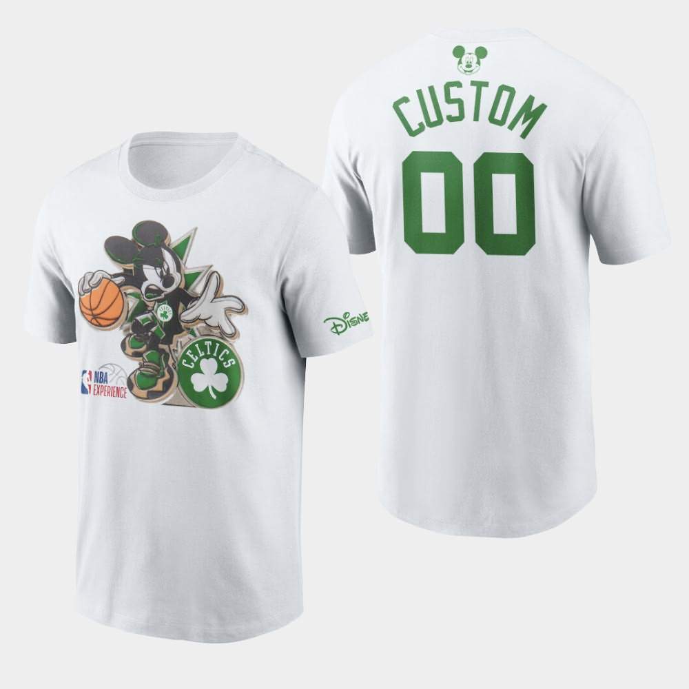 Men's Boston Celtics #00 Custom White Mickey Mouse Disney T-Shirt KSO31E2F