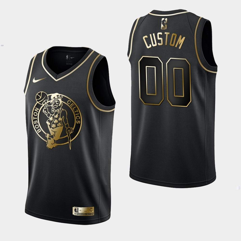 Men's Boston Celtics #00 Custom Black Golden Edition Jersey MXJ12E2X