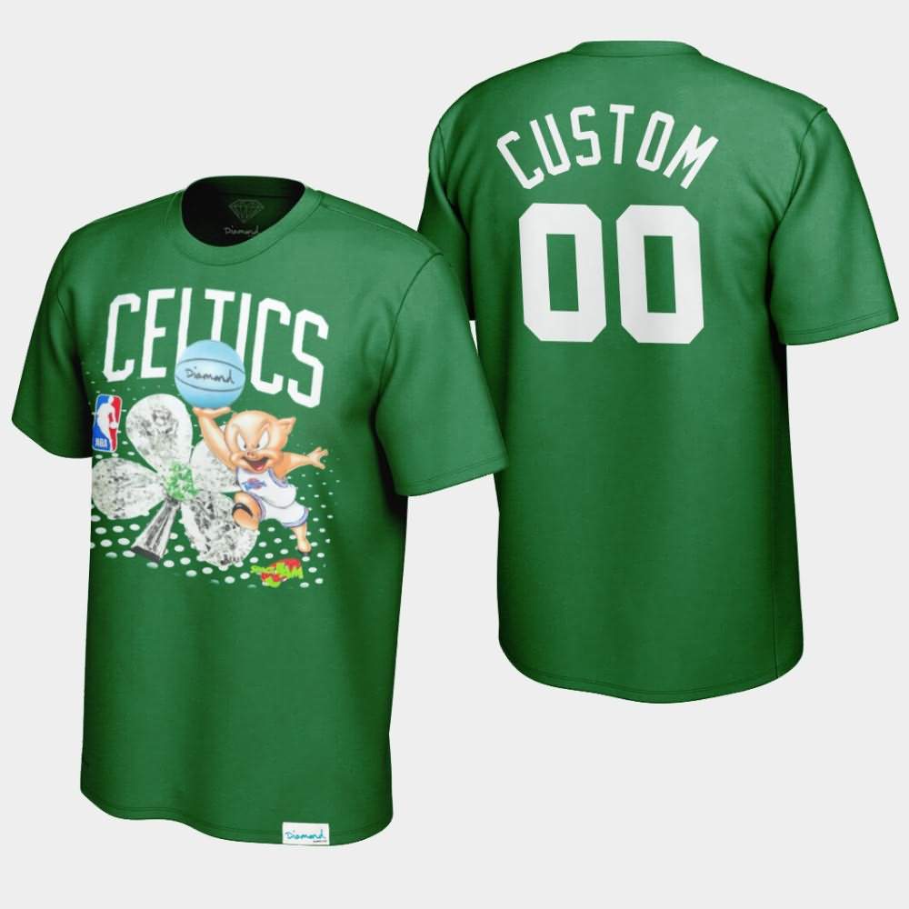 Men's Boston Celtics #00 Custom Green Diamond Supply Co. x Space Jam x NBA Looney Tunes T-Shirt UNG16E0L