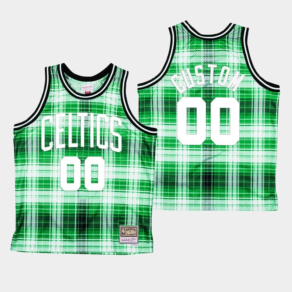Men's Boston Celtics #00 Custom Green Mitchell & Ness Hardwood Classics Private School Jersey BZP57E5F