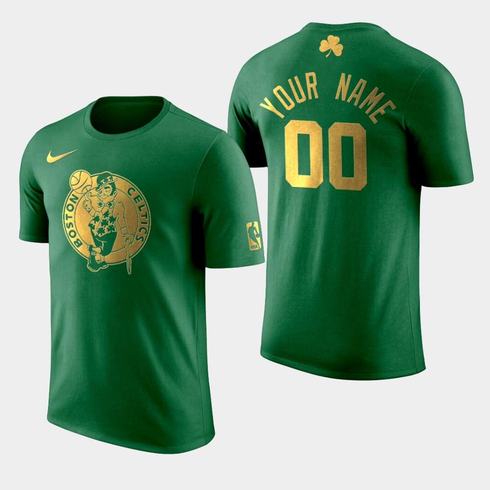 Men's Boston Celtics #00 Custom Green Golden Edition St. Patrick's Day T-Shirt KCJ51E7I