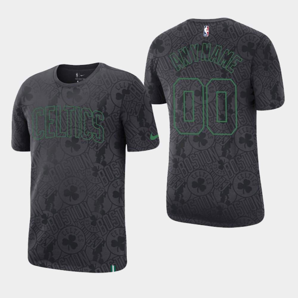 Men's Boston Celtics #00 Custom Anthracite All Over Print Team Logo T-Shirt JEP32E7S