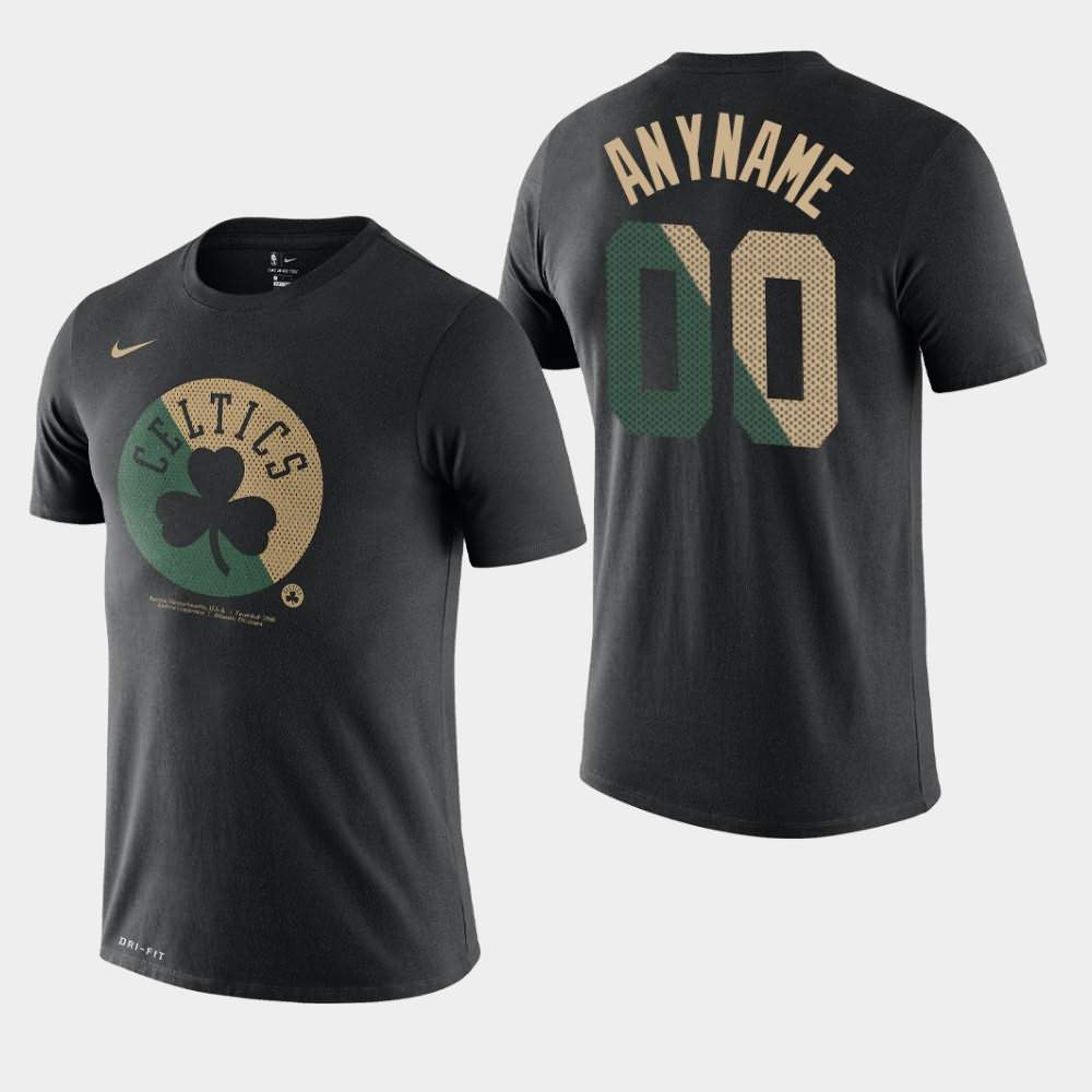 Men's Boston Celtics #00 Custom Black Essential Dry Team Logo T-Shirt ...