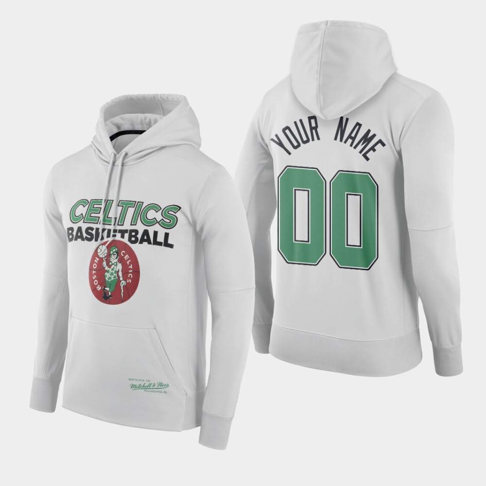 Men's Boston Celtics #00 Custom White Throwback Logo Hoodie CTI05E6S