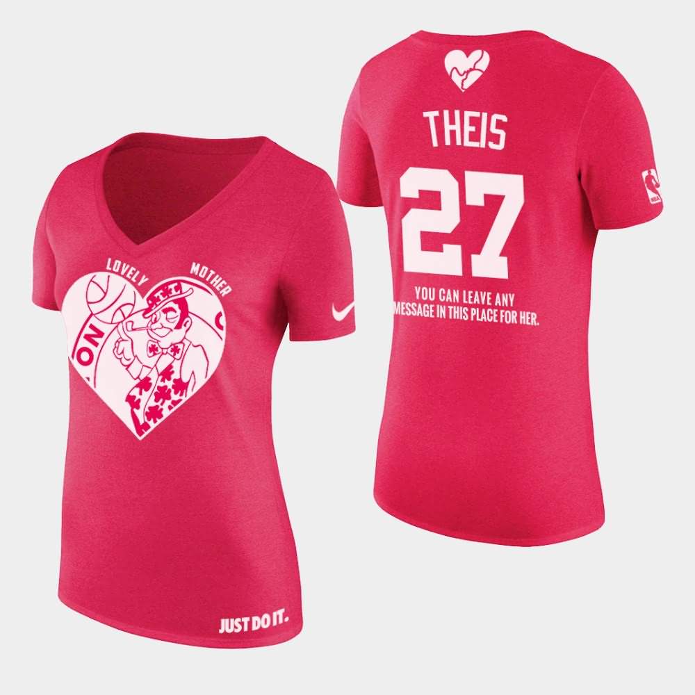 Women's Boston Celtics #27 Daniel Theis Pink V-Neck 2019 Mother's Day T-Shirt FBS78E6T